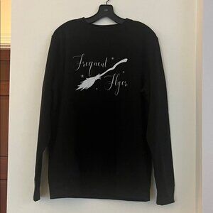 🖤✨👻 Custom Halloween “Frequent Flyer” Sweatshirt – Black Crewneck (NWOT) 👻✨🖤